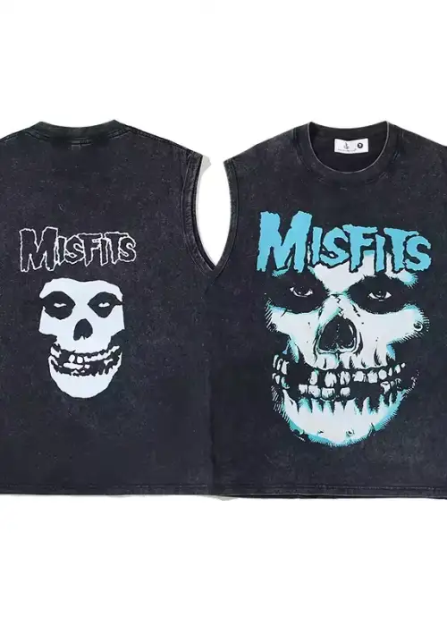 MısFıts Baskılı Vintage Unisex Oversize Yıkamalı Atlet