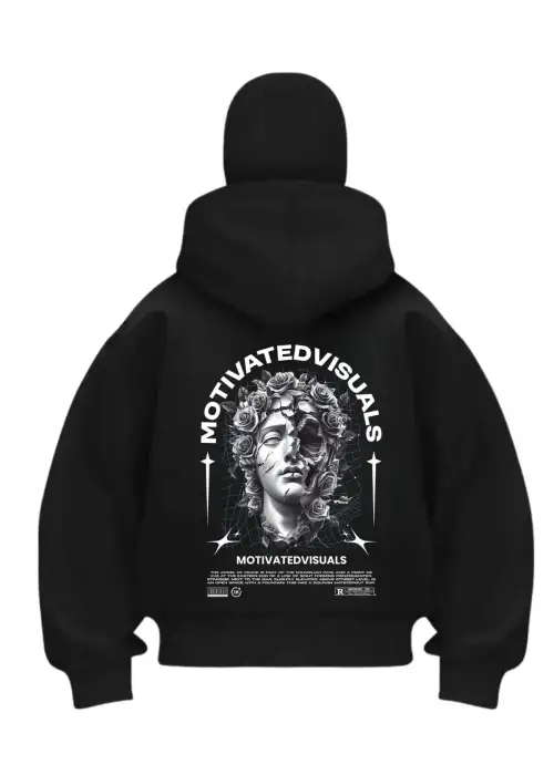 Motivadet Baskılı Siyah Samuray Kar Maske Sweatshirt Hırka