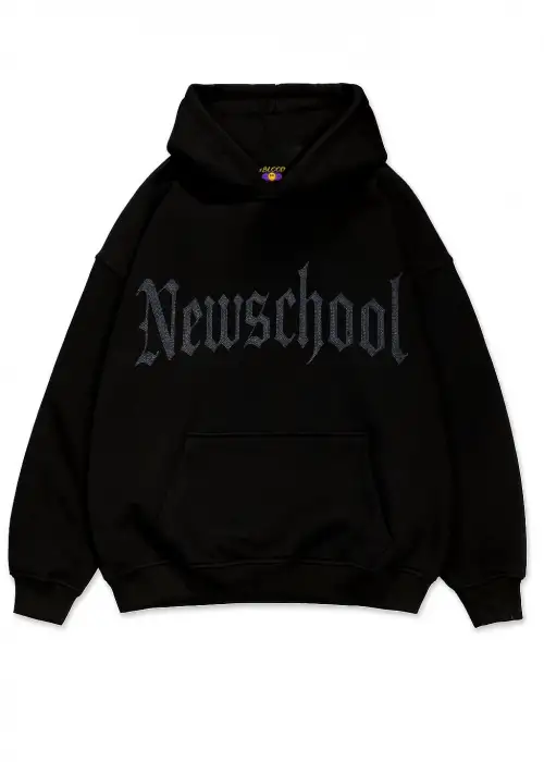 NewSchool Beyaz Taş Baskılı Oversize Unisex Kapüşonlu Sweatshirt