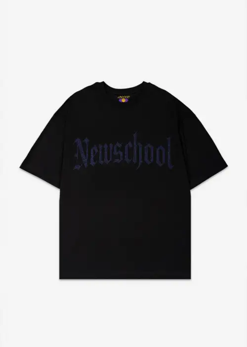 NewSchool Mavi Taş Baskılı Oversize Unisex T-shirt