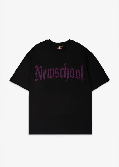 NewSchool Pembe Taş Baskılı Oversize Unisex T-shirt