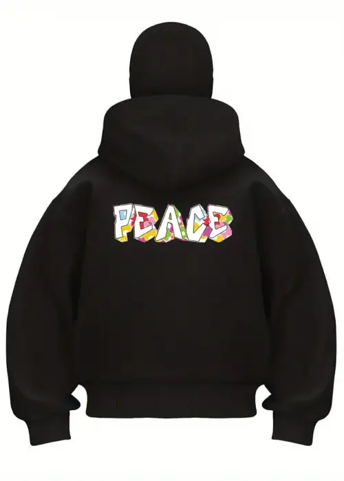 Peace Baskılı Kar Maskeli Ninja Unisex Sweatshirt Hırka