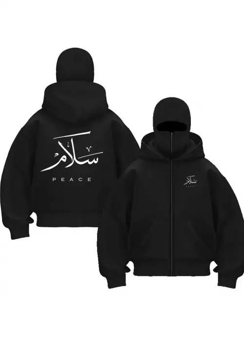 Peace Baskılı Kar Maskeli Ninja Unisex Sweatshirt Hırka