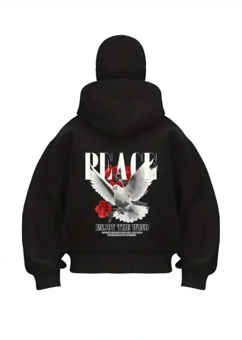 Peace Baskılı Kar Maskeli Ninja Unisex Sweatshirt Hırka