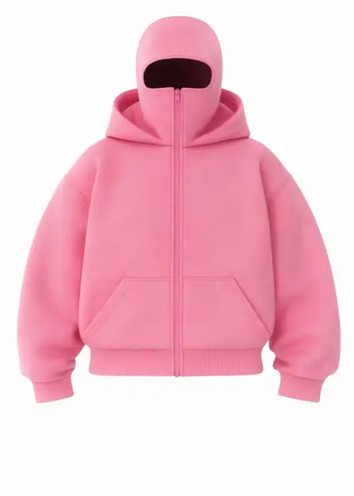 Pembe Maskeli Unisex Kapüşonlu Hırka