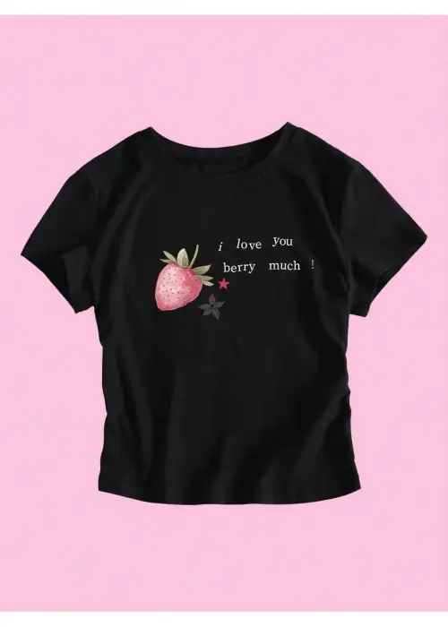 Pink Strawberry Fruit Siyah Body Crop