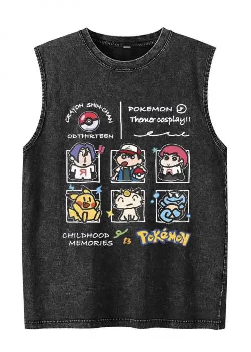 Pokemon Atlet Bisiklet Yaka Yıkamalı Vintage Unisex Oversize