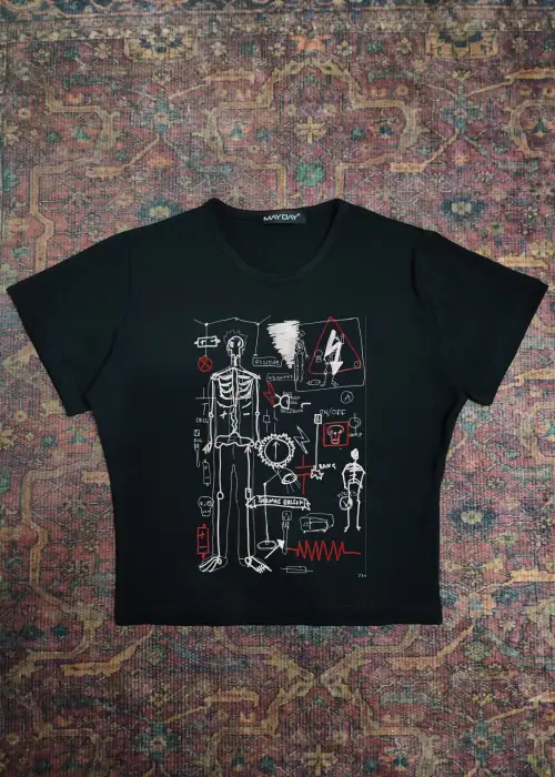 Profesör İskeletli siyah crop