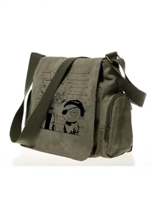 R&M Baskılı Unisex Yeşil Postacı Çantası