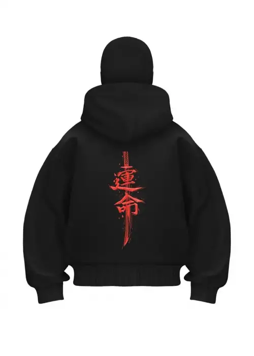 Red Katana Baskılı Kar Maskeli Ninja Unisex Sweatshirt Hırka