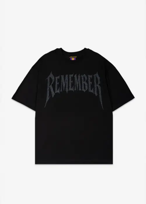 Remember Beyaz Taş Baskılı Oversize Unisex T-shirt