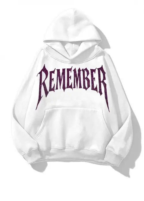 Remember Pembe Taş Baskılı Oversize Unisex Kapüşonlu Sweat
