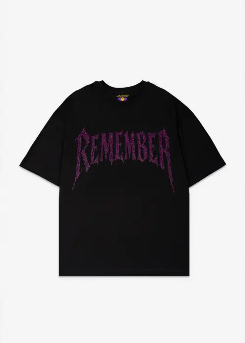Remember Pembe Taş Baskılı Oversize Unisex T-shirt