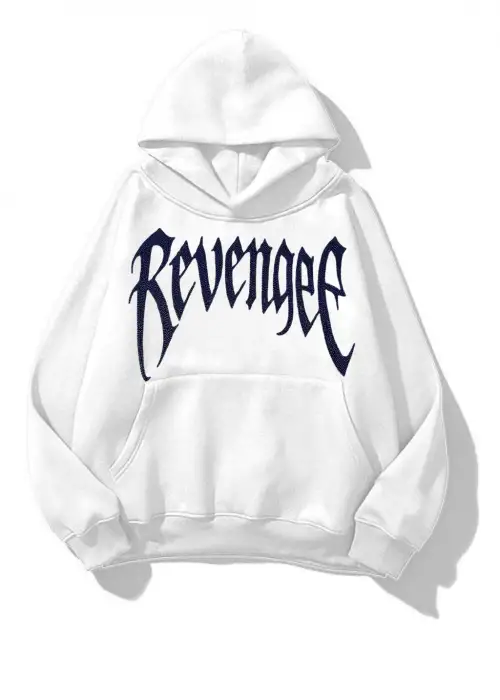 Revenge Mavi Taş Baskılı Oversize Unisex Kapüşonlu Sweat