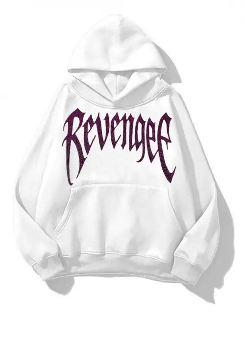 Revenge Pembe Taş Baskılı Oversize Unisex Kapüşonlu Sweat