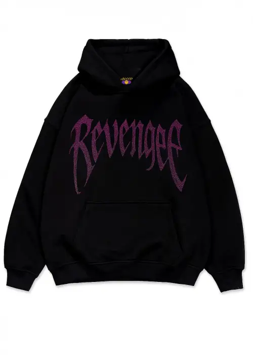 Revenge Pembe Taş Baskılı Oversize Unisex Kapüşonlu Sweatshirt