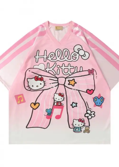 Ribbon Hello Kitty Detail Jersey Forma T-shirt