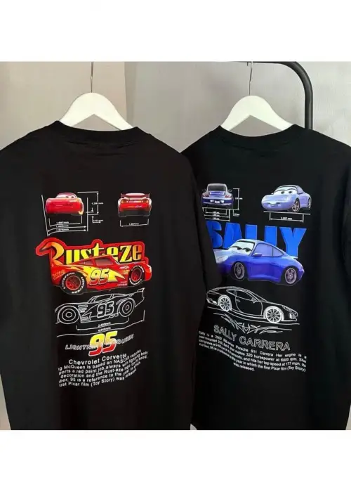 Sally Baskılı Oversize Siyah T-shirt