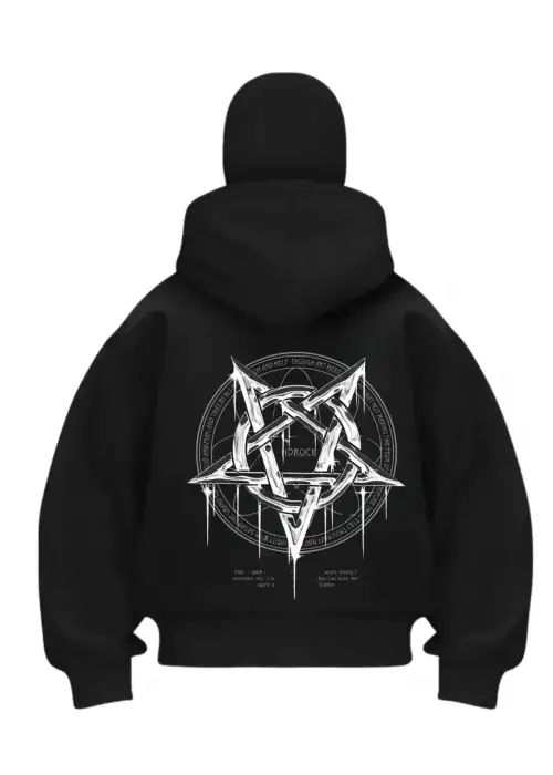 Satan Devil Baskılı Siyah Samuray Kar Maske Sweatshirt Hırka