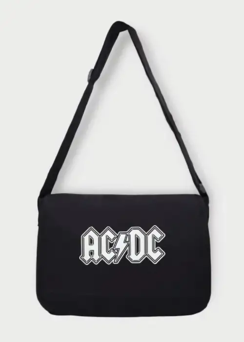 Siyah Acdc Postacı Çanta