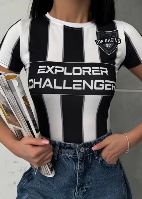 SİYAH BEYAZ FORMA CROP