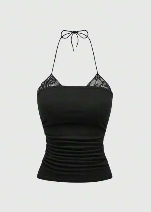 Siyah ek dantell basic siyah crop