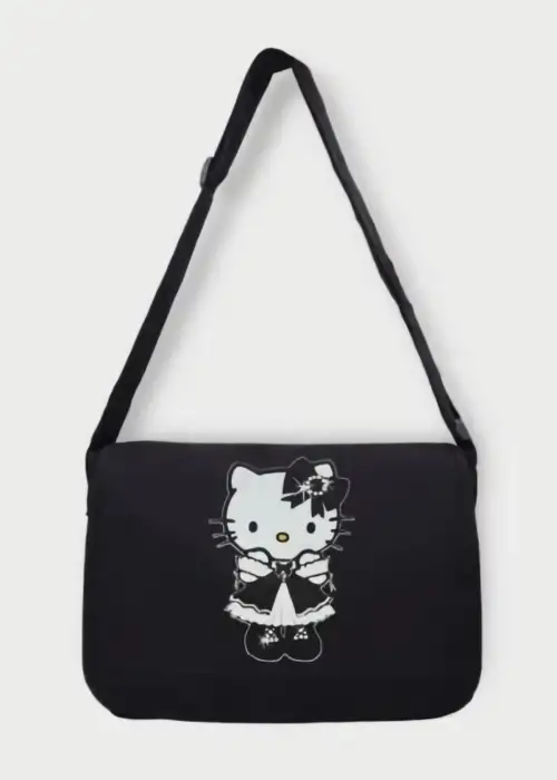 Siyah Hello Kitty Postacı Çanta