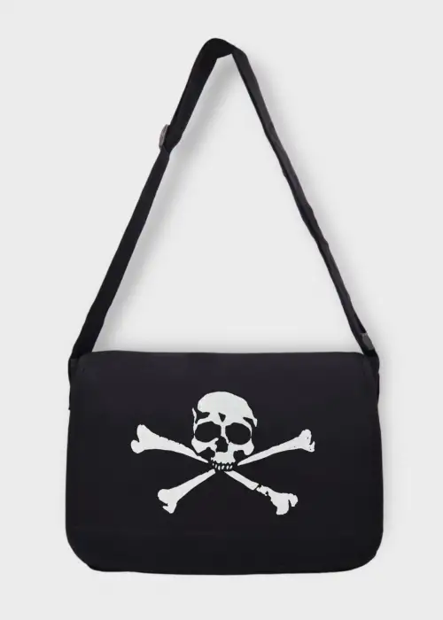 Siyah Iskelet Postacı Çanta