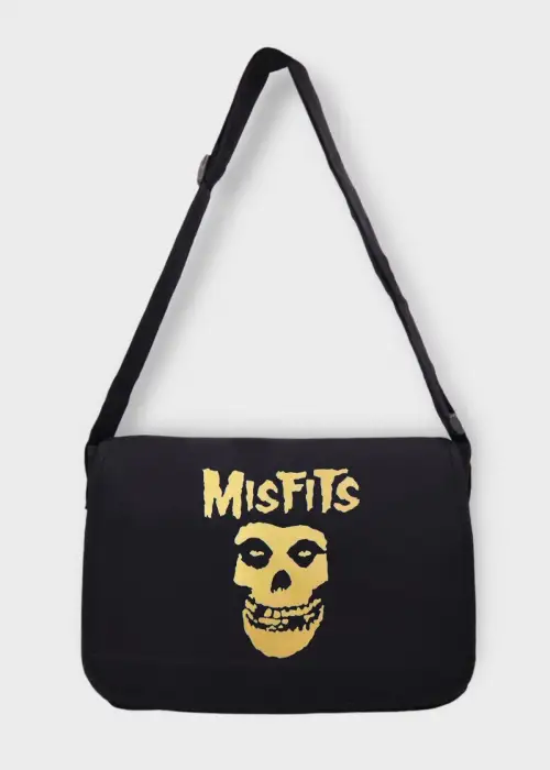 Siyah Misfits Postacı Çantası