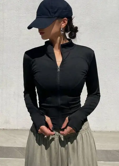 Siyah Parmaklı Street Y2K Crop Hırka