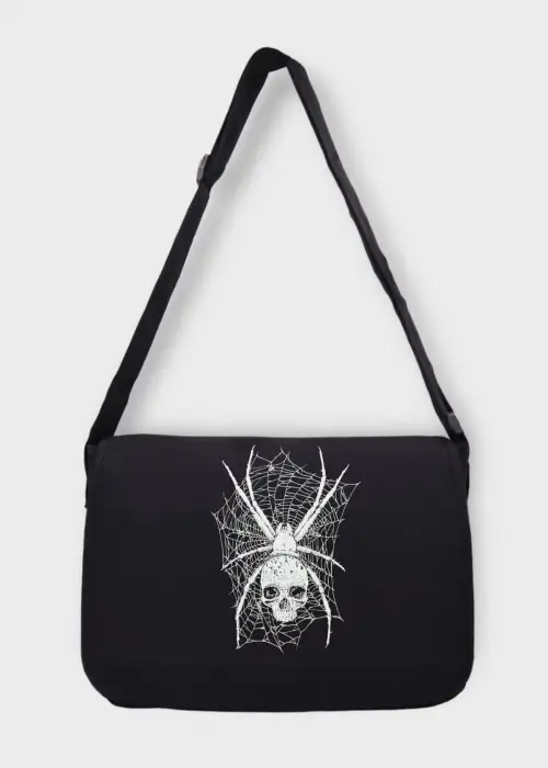 Siyah Spiderman Skull Postacı Çanta