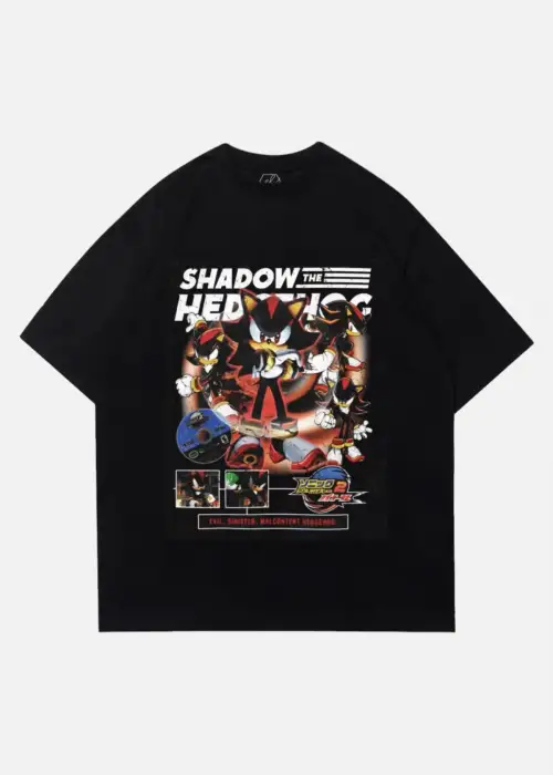 Siyah Unisex Sonic Shadow The Hedgehogs T-Shirt
