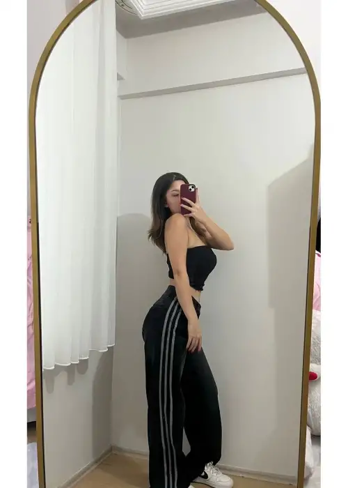 Siyah Yıkamalı Şeritli Bol Paça Kot Pantolon