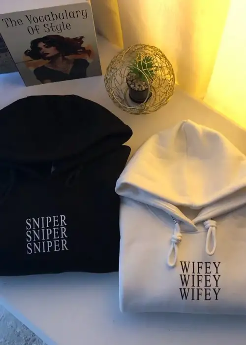 Sniper & Wifey Beyaz Siyah Oversize Sweatshirt 3 İplik