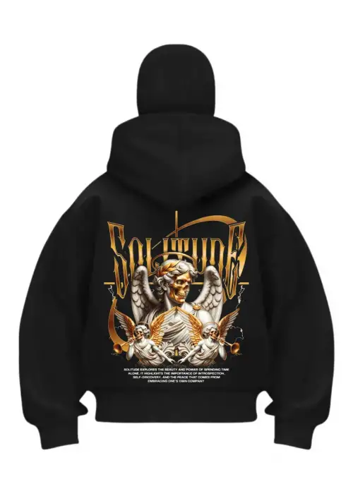 Soldude Baskılı Siyah Samuray Kar Maske Sweatshirt Hırka
