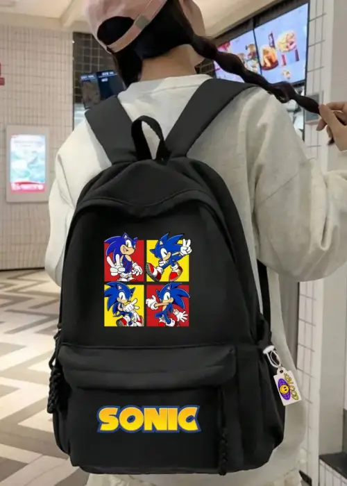 Sonic Baskılı Okul Sırt Çantası