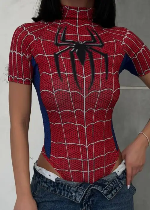 SPİDERMAN KIRMIZI ZIBIN ÇITÇITLI CROP