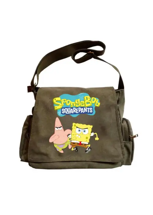 Spongebob Unisex Yeşil Postacı Çantası