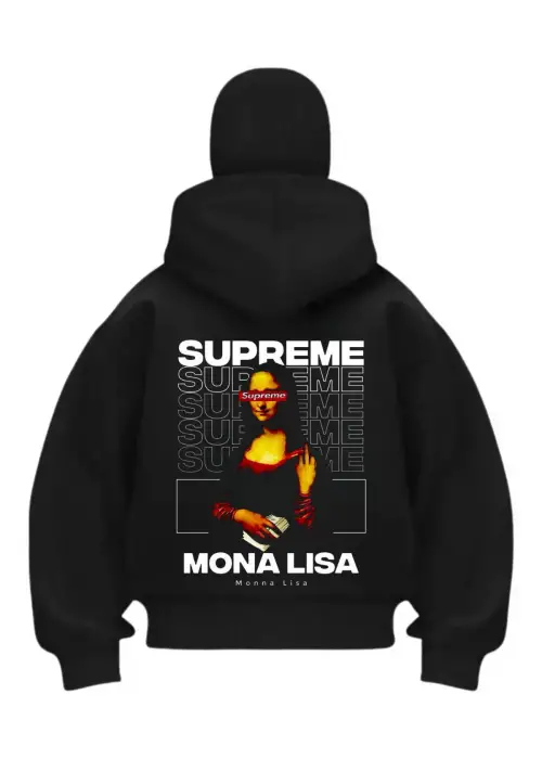 Supreme Baskılı Siyah Samuray Kar Maske Sweatshirt Hırka