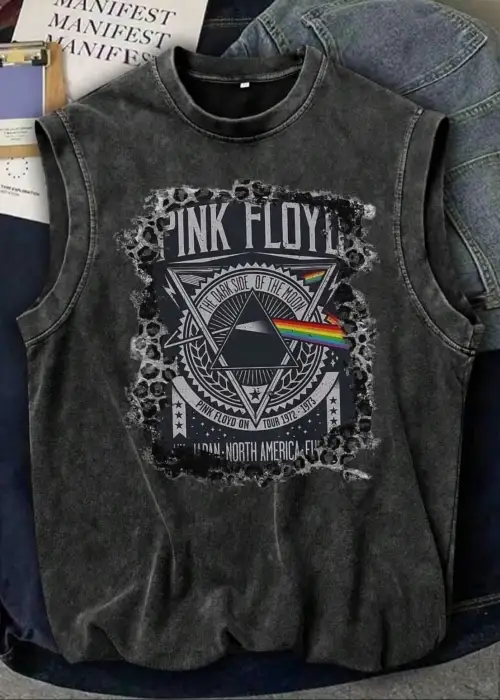 Pink Floyd Atlet Bisiklet Yaka Yıkamalı Vintage Unisex Oversize T-Shirt