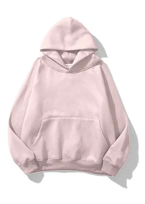 Unisex Basic Sweatshirt Hoodie Pembe