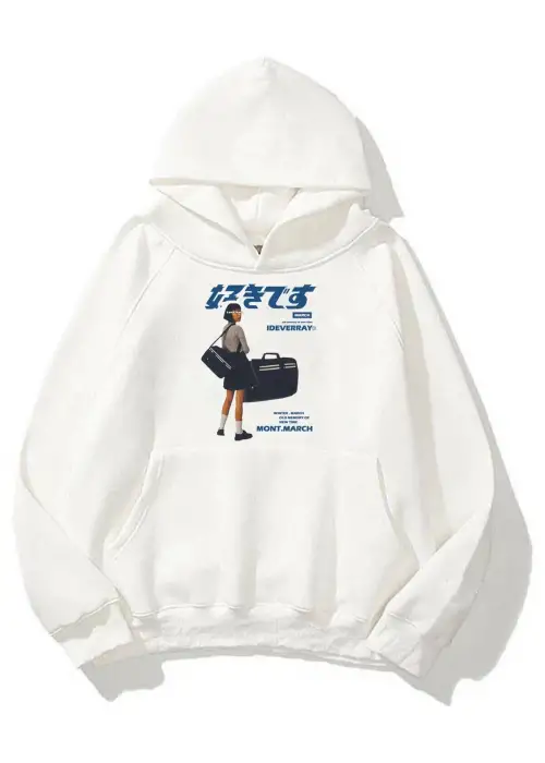 Unisex Harajuku Girl Beyaz Sweatshirt Hoodie