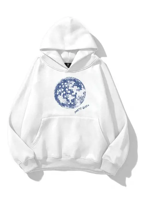 Unisex Party Queen Sweatshirt Beyaz
