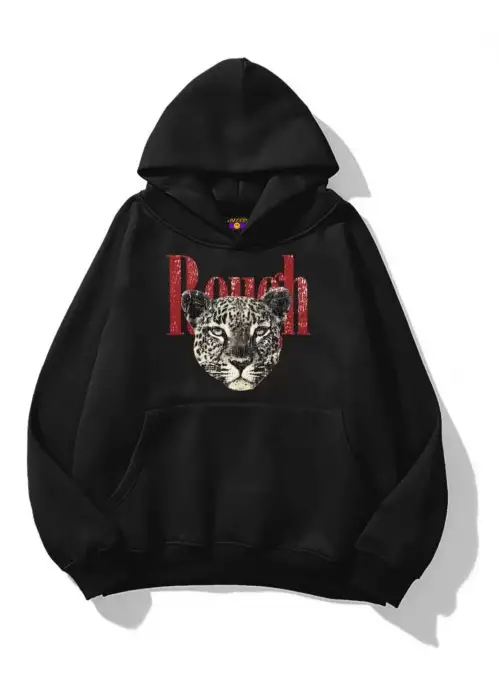 Unisex Rough Leopar Sweatshirt Siyah