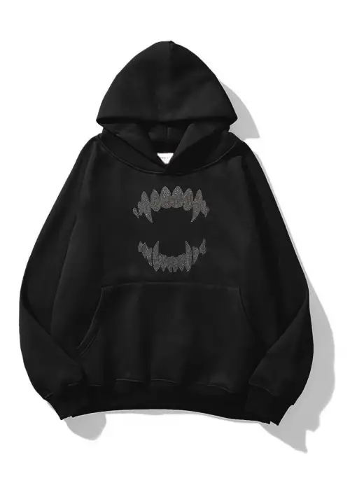 Unisex Teeth Taş Baskılı Sweatshirt