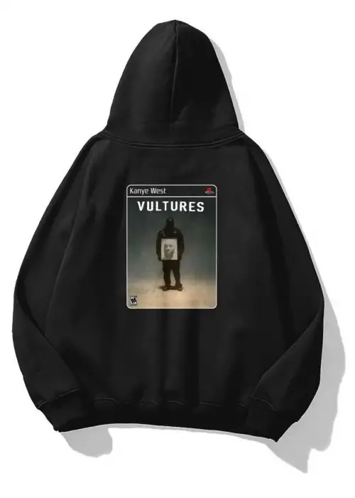 Unisex Vultures Kanye PS2 Sweatshirt Siyah