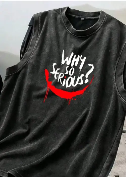 Why So Serious Kolsuz Atlet Bisiklet Yaka Yıkamalı Vintage Unisex Oversize T-Shirt