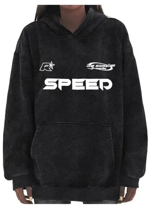 Yıkamalı Speed Kapüşonlu Sweatshirt