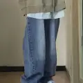 Y2K MAVİ YIKAMALI BAGGY JEAN BOL PAÇA PANTOLON