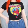 Y2k Spiderman Siyah The Amazing Spiderman Crop Top